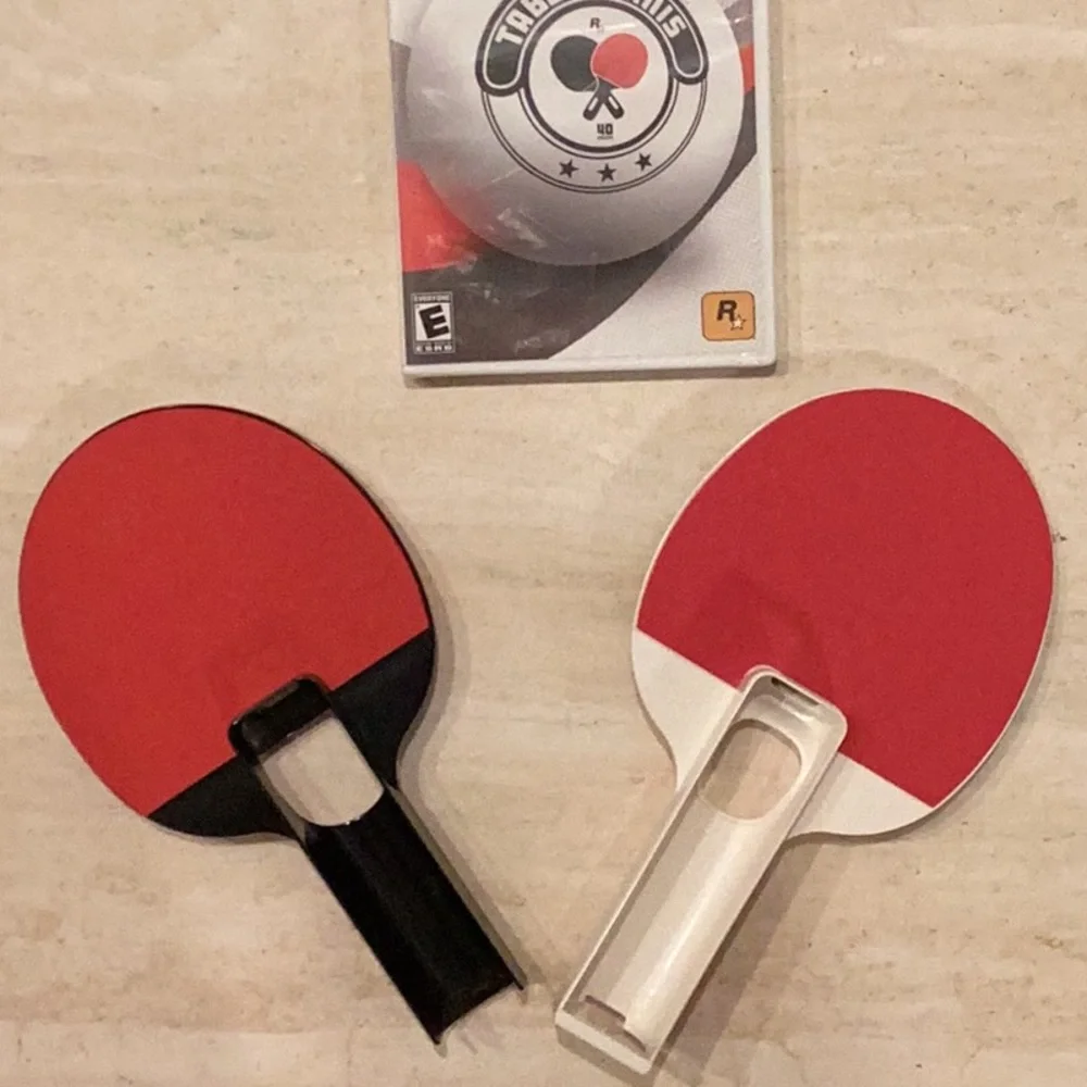 Table Tennis Nintendo Wii Game New & 2 Ping Pong Paddles Rockstar